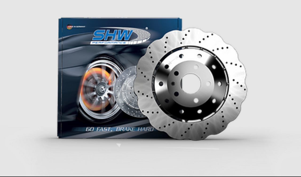 SHW Performance Rear Cross-Drilled Lightweight Wavy Brake Rotors for C7 RS7 356x22 (Pair)