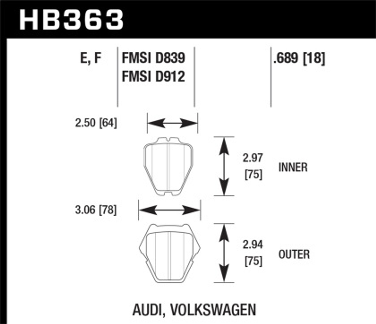 Hawk HPS Front Brake Pads for B5 S4, C5 A6, S6, Allroad & Passat W8