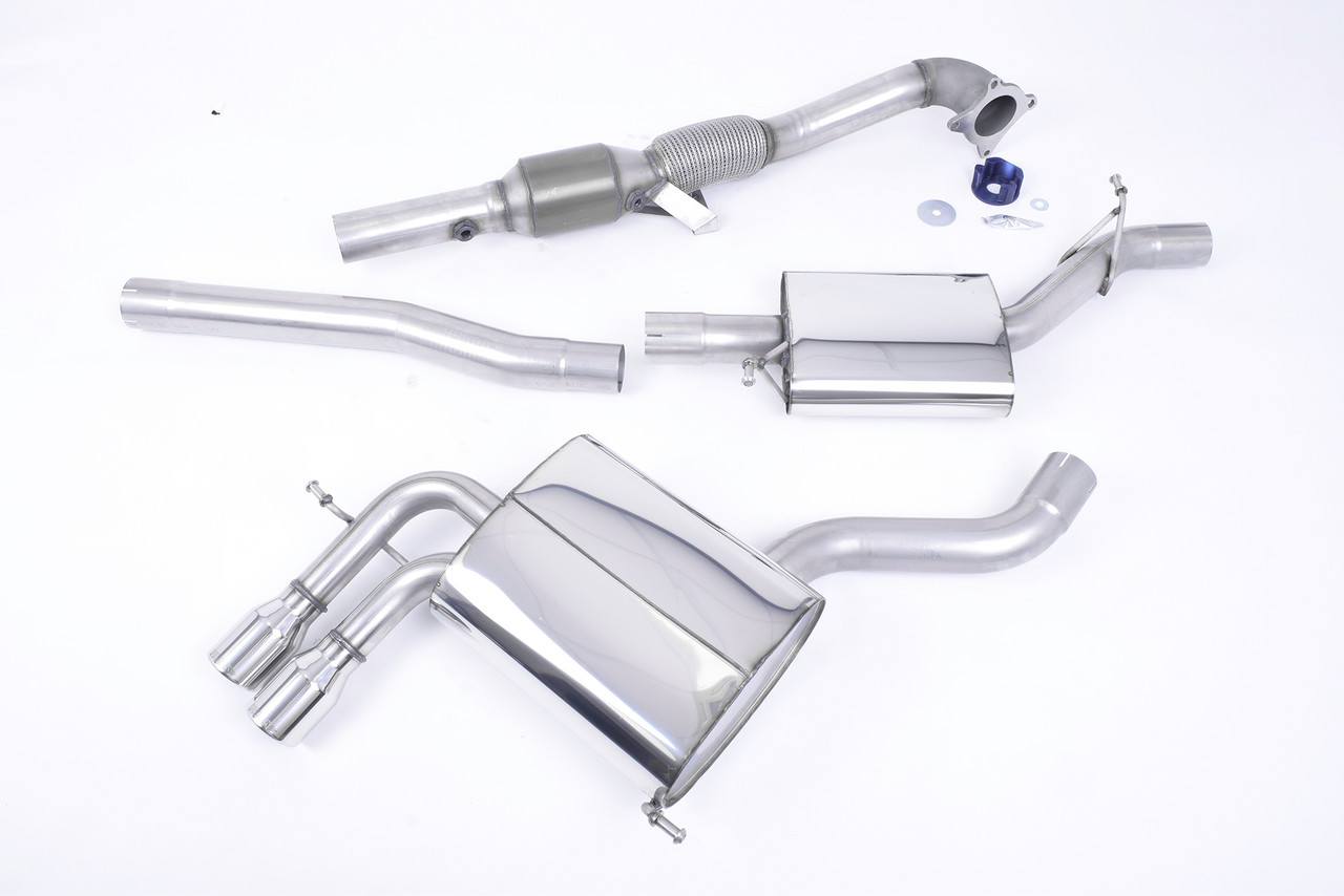 Milltek Resonated Turboback Exhaust System w/ High Flow Sports Cat for 8P A3 2.0T Quattro (Quieter)