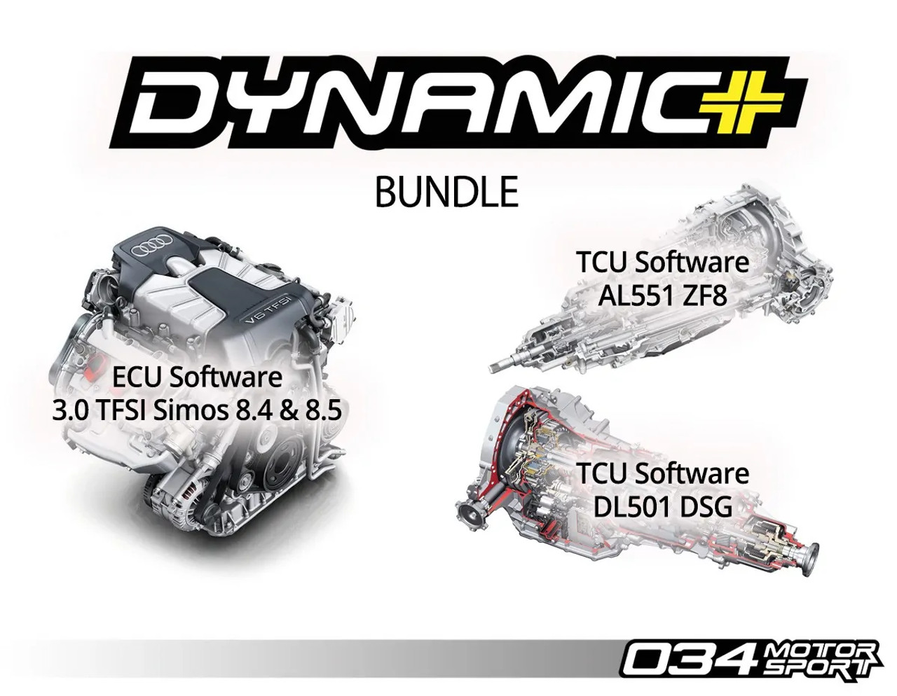 034Motorsport Dynamic+ Performance Software ECU & TCU Transmission Tuning Bundle for B8/B8.5 Audi S4/S5, C7 A6/A7, & Q5/SQ5 3.0 TFSI