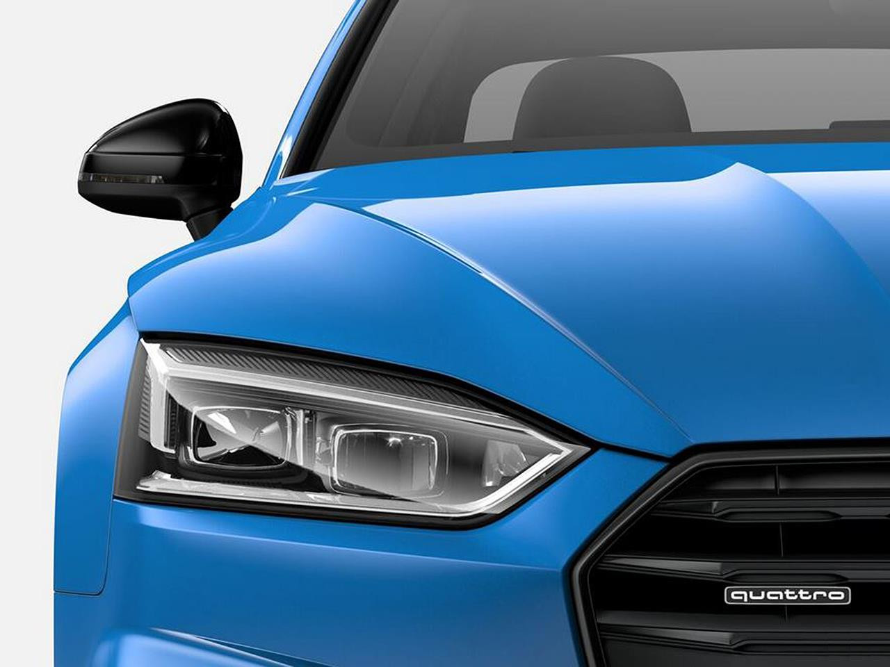 Genuine VW / Audi Black Rear Lip Spoiler & Mirror Cap Kit for B9/B9.5 A5 & S5 with Side Assist