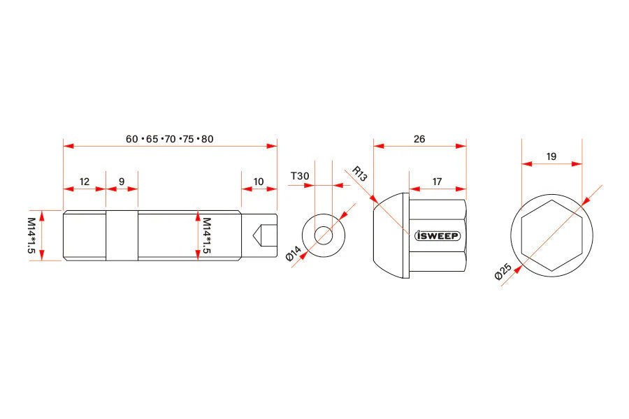 iSweep Titanium Wheel Stud Conversion