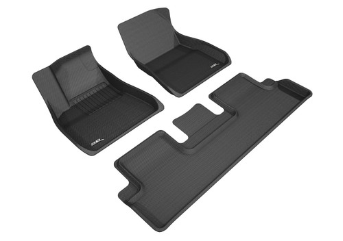 3D MAXpider 2018-2019 Tesla Model 3 Kagu 1st & 2nd Row Floormats - Black