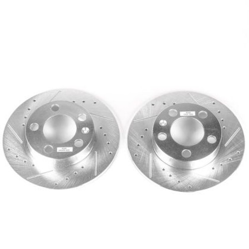 PowerStop Evolution Drilled, Slotted & Zinc Plated Rear Brake Rotors 232x9 (Pair) PowerStop Evolution Drilled, Slotted & Zinc Plated Rear Brake Rotors 232x9 (Pair)