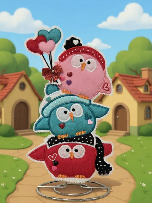 Stacked Owls Paper Towel Holder Cover Applique/ Embroidery Design ***DIGITAL DOWNLOAD***