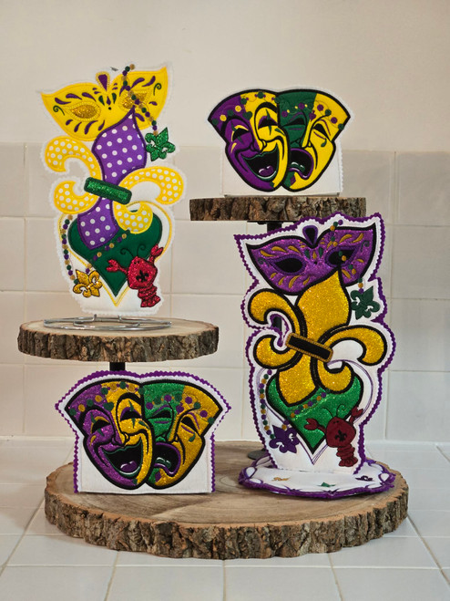 Mardi Gras Napkin Holder Cover  Applique/ Embroidery Design ***DIGITAL DOWNLOAD***