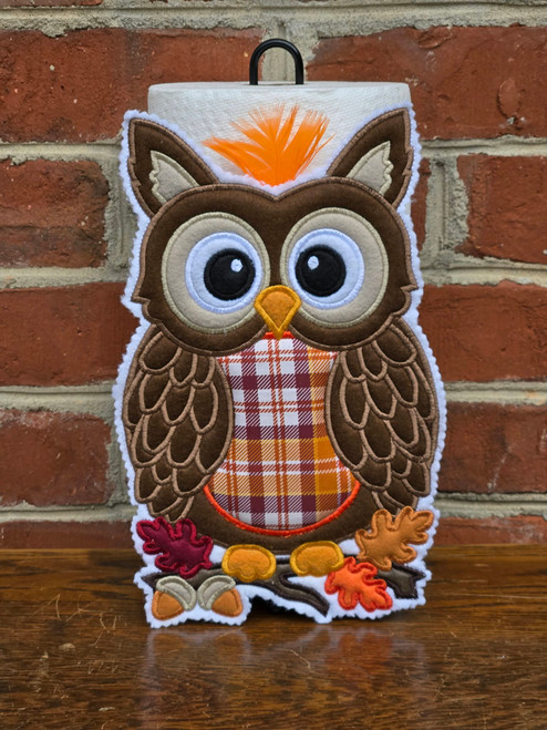 Fall Owl Paper Towel Holder Cover Applique/ Embroidery Design ***DIGITAL DOWNLOAD***