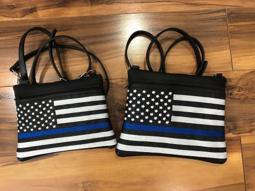 ITH Thin Blue / Red Line Vertical Top Zip Bag/Purse ***DIGITAL