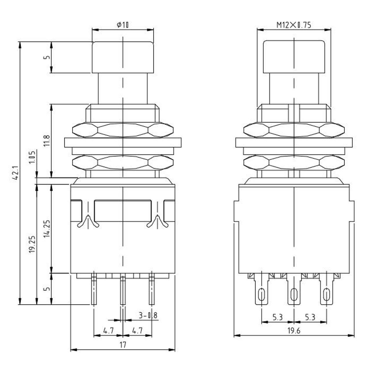 Nintendo Switch - ステップ Footswitch - 3PDT On-On Latching (solder) - Canada