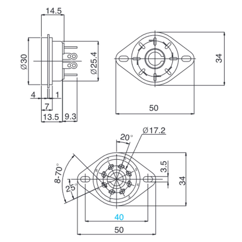 Belton - 8 Pin Octal Tube Socket (solder) - Canada