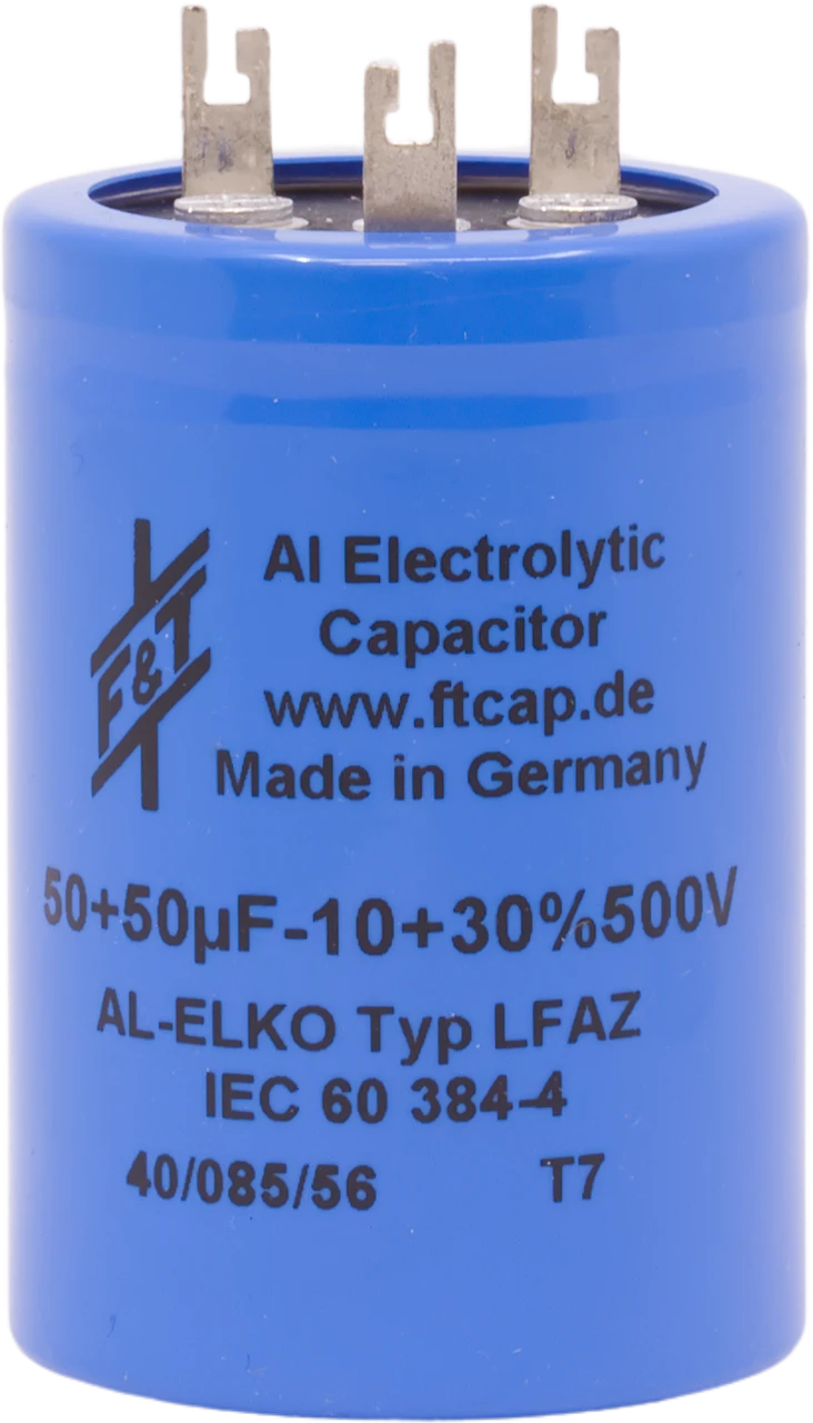 F&T Capacitor - Electrolytic, Multi-Section, Can, 50/50µF 500V