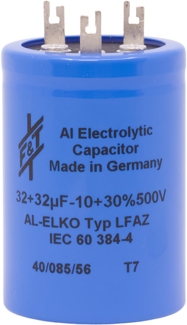 F&T Capacitor - Electrolytic, Multi-Section, Can, 32/32µF 500V