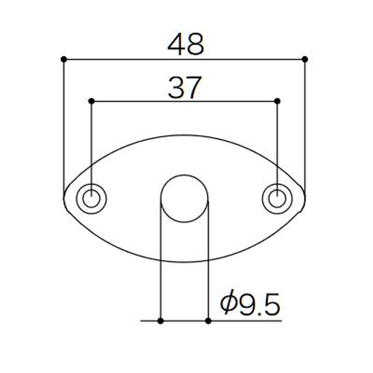 Gotoh JCB-2 Oval Football Shape Curved Input Jack Plate for Guitar, COSMO  BLACK