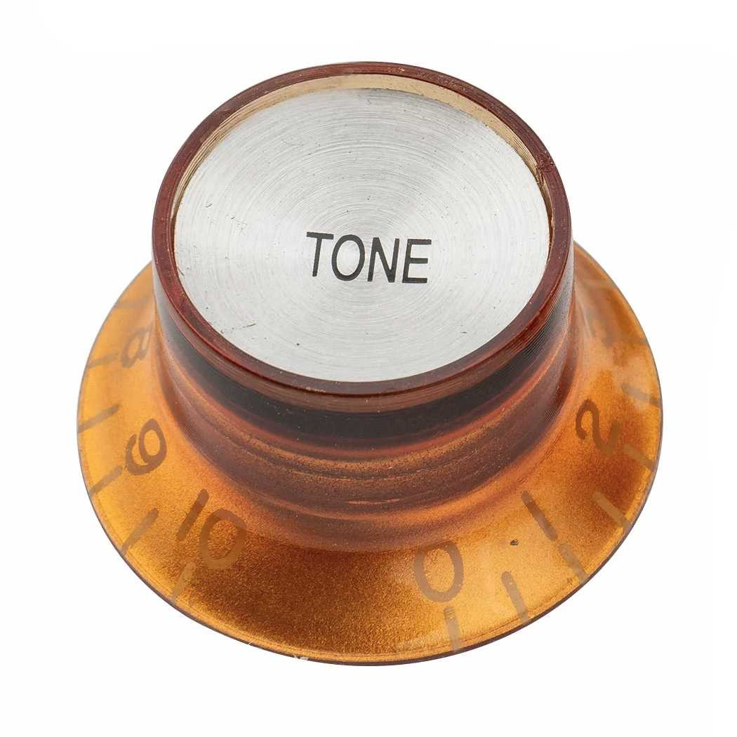 Bell Knob - 24-spline Amber w/ Silver Top Hat - Tone