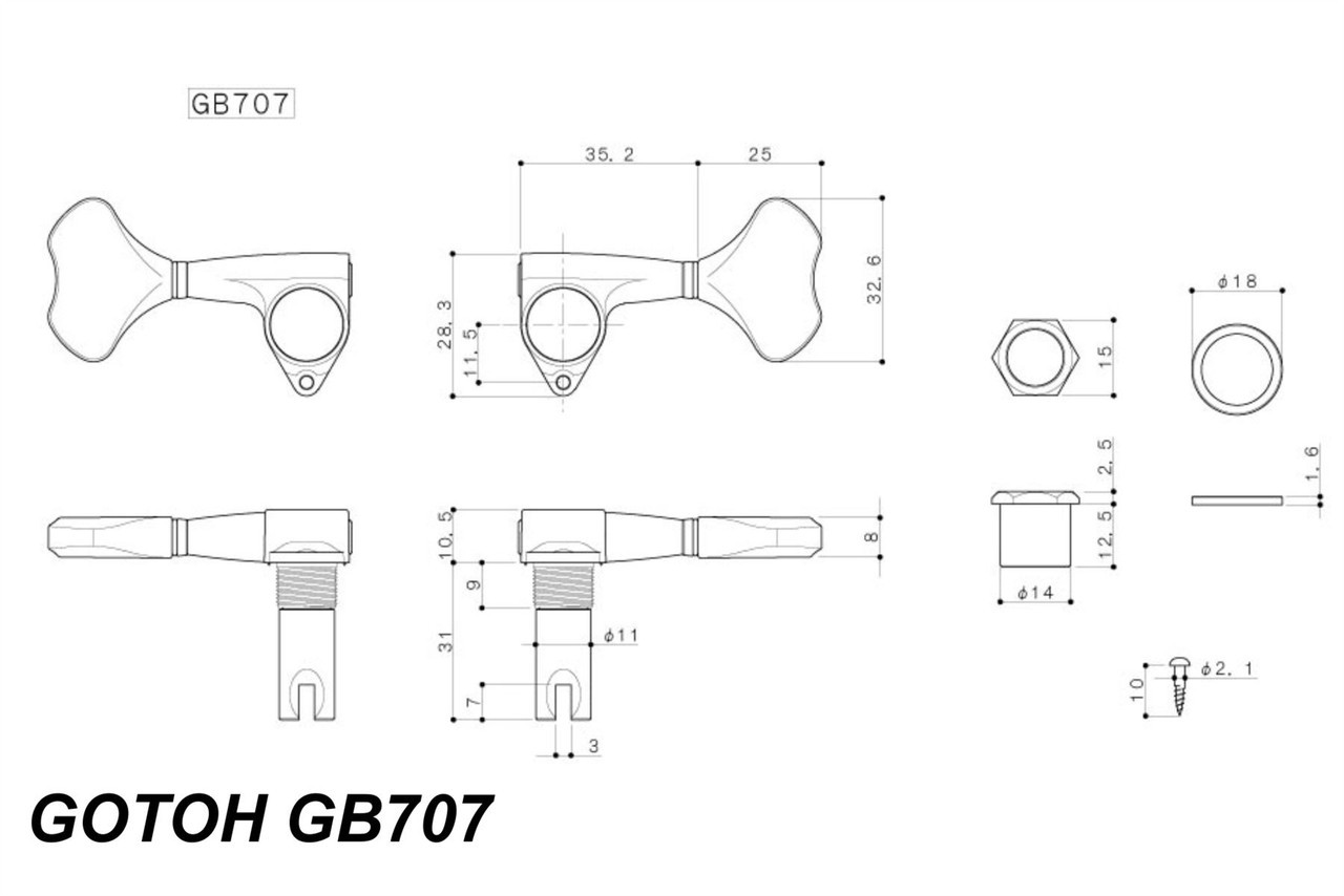 Gotoh GB707 - Bass Tuners - Individual Gold (choose side)