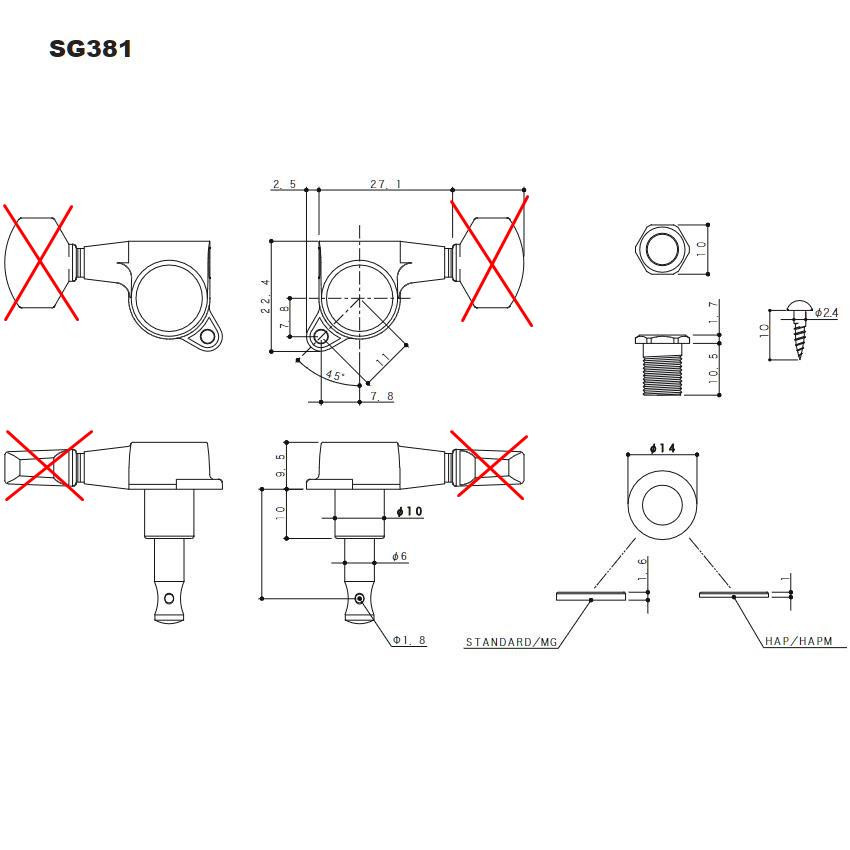 Gotoh SG381-05 Tuners - Individual Chrome (choose side)