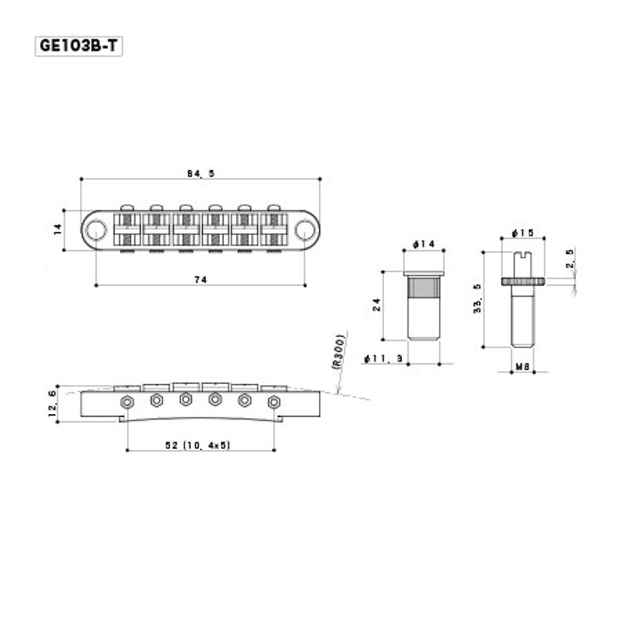 Gotoh GE103B-T - Nashville-style Tune-o-matic Bridge (choose finish)