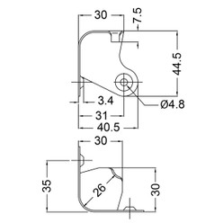 Corner - 2-Leg Wraparound Nickel - Countersunk