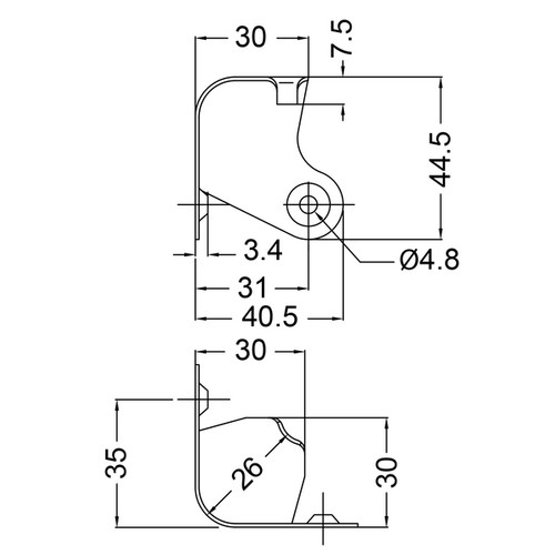 Corner - 2-Leg Wraparound Nickel - Countersunk