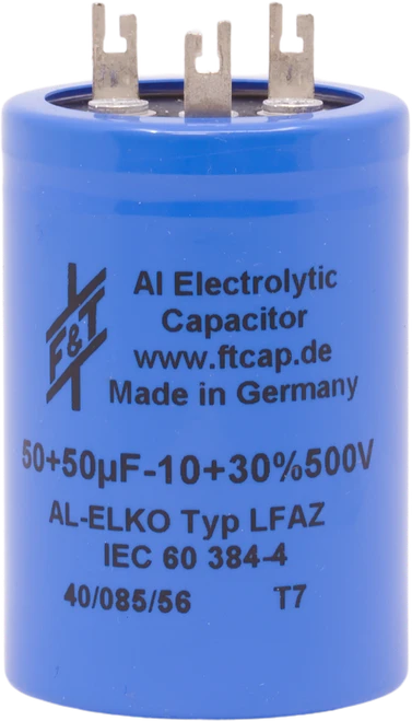 F&T Capacitor - Electrolytic, Multi-Section, Can, 50/50µF 500V