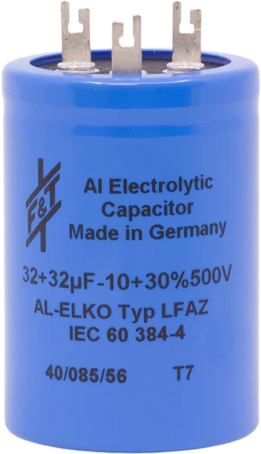 F&T Capacitor - Electrolytic, Multi-Section, Can, 32/32µF 500V