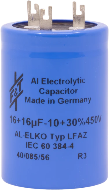 F&T Capacitor - Electrolytic, Multi-Section, Can, 16/16µF 450V