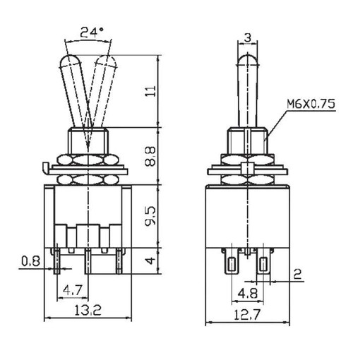 Generic - Mini Switch DPDT On-On
