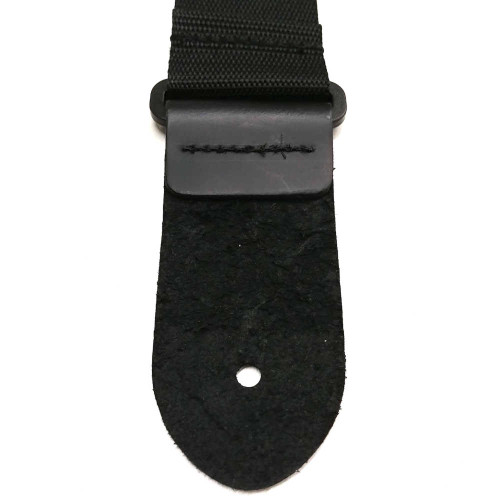 2" Poly Strap /w Leather Ends - Black (Back View)
