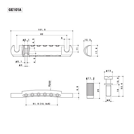 Gotoh GE101Z - Zinc Tailpiece (choose finish) - Canada