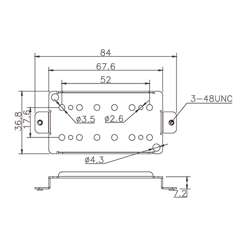 Pickup Baseplate - For Humbucker 52mm (brass)