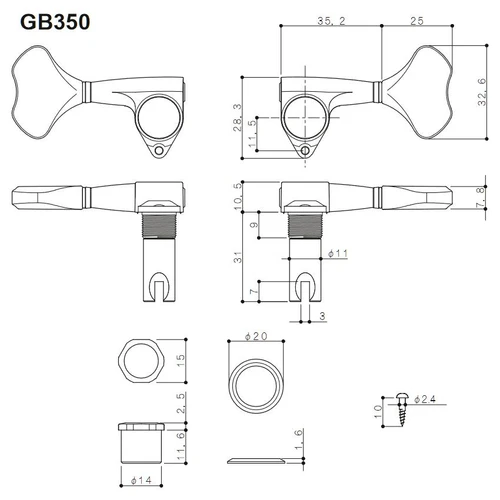 Gotoh GB350 - Res-o-lite Bass Tuners - Individual Gold (choose side)