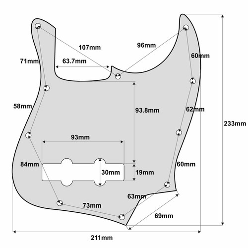 Pickguard - Jazz Bass 10-Hole (choose colour) Pickguard - Jazz Bass 10-Hole (choose colour)
