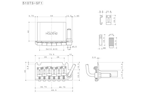 Gotoh 510TS-SF2 - 6-Screw Trem /w Bent Steel Saddles (choose options)
