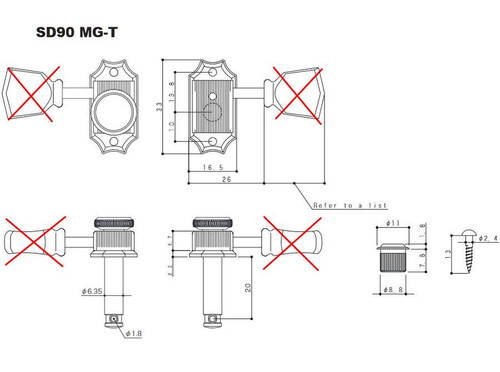 Gotoh SD90-MGT-05M Locking Tuners - 3+3 Nickel