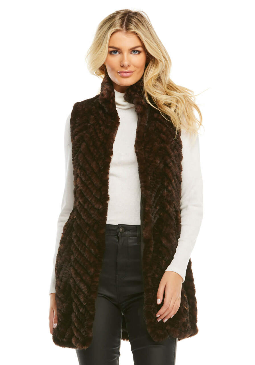 Whiskey Faux Fur Knitted Gemma Vest - Fabulous Furs Wholesale