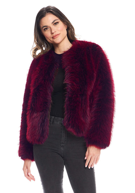 Fabulous-Furs Merlot Fox Faux Fur Happy Hour Jacket 