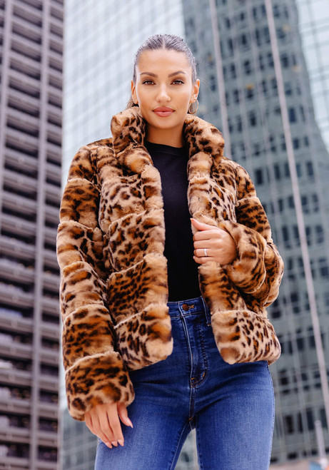 Fabulous-Furs Leopard Faux Fur Posh Jacket 