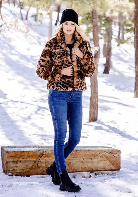 Fabulous-Furs Leopard Faux Fur Posh Jacket 