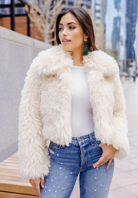 Fabulous-Furs Ivory Faux Sherpa Snowdrift Jacket 