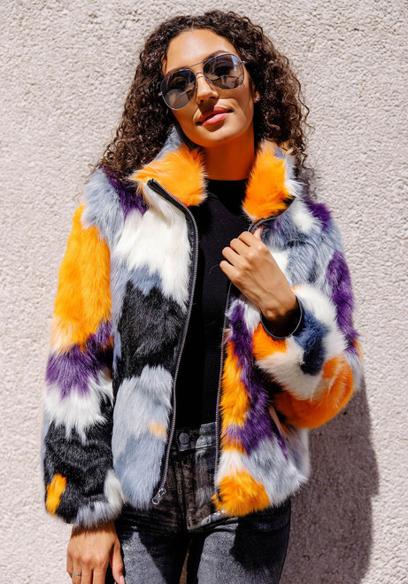 Fabulous-Furs Glow Up Faux Fur Zip Bomber Jacket 