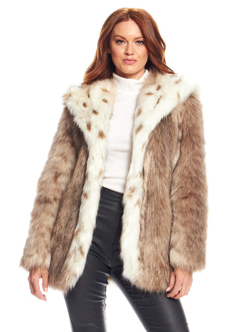 Fabulous-Furs Lynx Faux Fur Hooded Coat 