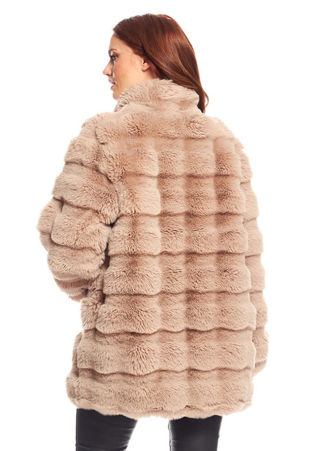 Fabulous-Furs Camel Faux Fur Rainier Reversible Mink Coat 