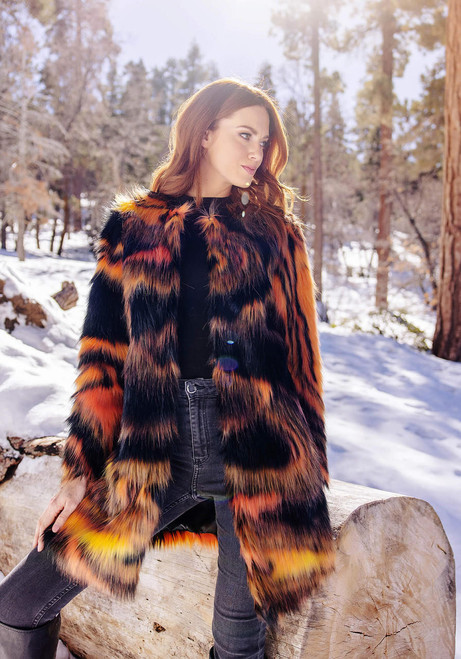 Fabulous-Furs Supernova Faux Fur Knee-Length Coat 