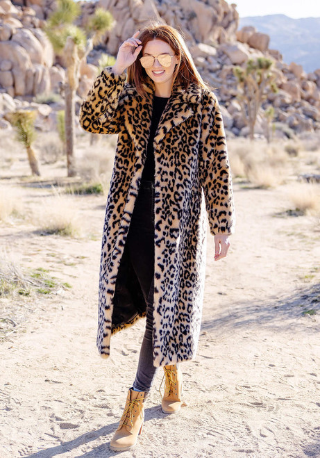 Fabulous-Furs Leopard Faux Fur Roam Free Maxi Coat 