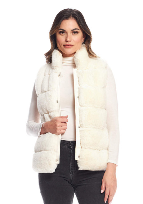 Fabulous-Furs Ivory Faux Fur Posh Snap Vest 