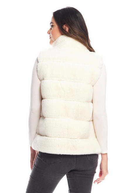 Fabulous-Furs Ivory Faux Fur Posh Snap Vest 