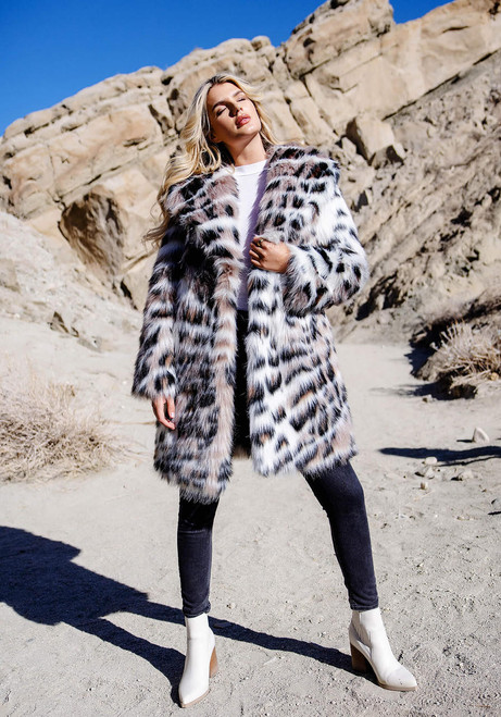 Fabulous-Furs Wild Side Faux Fur Knee-Length Coat 