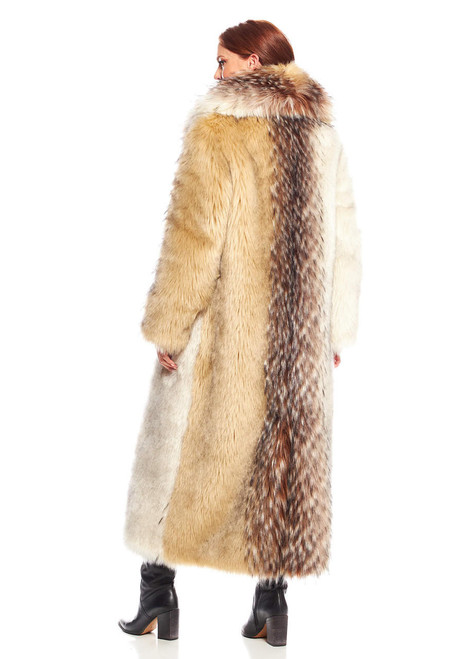 Fabulous-Furs Arctic Wolf Shawl Collar Full-Length Faux Fur Coat 