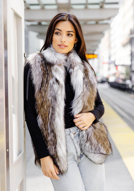 Fabulous-Furs Italian Wolf Faux Fur Hook Vest 