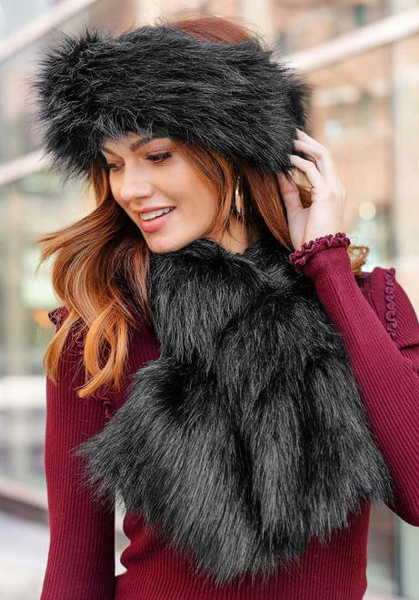  Black Fox Faux Fur Halo Headband 